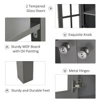 HOMCOM Sideboard Buffet Cabinet with Storage, Modern Coffee Bar Cabinet with 2 Glass Doors, Adjustable Shelf and Bottom Shelf, Console Table for Kitchen, Living Room, Dining Room, Hallway, Gray(m-7)