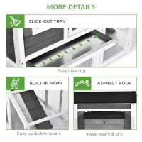 PawHut Deluxe Chicken Coop Small Animal Habitat Hen House with Outdoor Run Resting Nesting Box Removable Tray Waterproof Asphalt Roof Lockable Door(m-7)