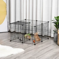 PawHut Pet Playpen Small Animal Cage 22 Panels Portable Metal Wire Yard Fence with Door for Rabbit Chinchilla Hedgehog Guinea Pig(m-10)
