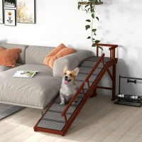 PawHut Wooden Dog Ramp with Removable Guardrails, Non-Slip Surface, 73" Long, Brown(m-2)