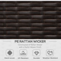 Outsunny Patio Outdoor Sofa, PE Rattan Wicker Loveseat, Outdoor Couch with 2 Throw Pillows & Comfortable Cushions, Cream White(m-4)