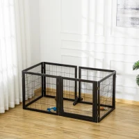 PawHut Wooden Freestanding Pet Gate w/ 2 Support Feet, Black(m-10)