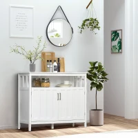 HOMCOM Sideboard Buffet Cabinet, Coffee Bar Cabinet with 2 Doors and Adjustable Shelves, Console Table for Kitchen Entryway Living Room, White(m-2)