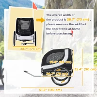 Aosom Dog Bike Trailer, Pet Cart Bicycle, Wagon Cargo Carrier Attachment with Hitch, Reflectors, Flag for Medium Dogs, Pet Wheelchair for Travelling, White(m-3)