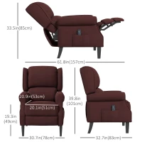 HOMCOM Push Back Recliner Chair, Vibration Massage Recliner for Living Room with Extendable Footrest, Remote, Pocket, Brown(m-3)