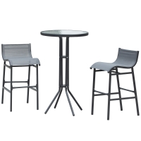 Outsunny 3 Piece Bar Height Outdoor Bistro Set for 2, Charcoal Gray