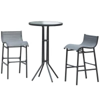 Outsunny 3 Piece Bar Height Outdoor Bistro Set for 2, Charcoal Gray(m-1)
