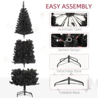 HOMCOM 7FT Pencil Christmas Tree, Artificial Christmas Tree with Automatic Open for Home Party, Black(m-6)