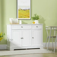 HOMCOM Sideboard Buffet Cabinet, Modern Accent Cabinet with 2 Drawers and Adjustable Shelves, Entryway Cabinet, White(m-2)