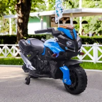 AOSOM Kids Electric Motorcycle Ride-On Toy 6V 3 km/h Max Speed for Kids 18 - 48 months Blue(m-8)