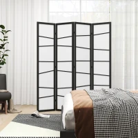 HOMCOM 5.6ft Folding Room Divider, 4 Panel Wall Partition with Wood Frame for Bedroom, Home Office, White(m-9)