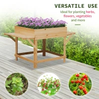 Outsunny Elevated Planter Box with Legs Raised Garden Planter Bed with Non-Woven Fabric Bag, Flower Box for Growing Herbs & Plants, Solid Wood Construction 51.5" x 29.5" x 29.5"(m-4)