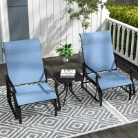 Outsunny 3PCs Gliding Rocking Chair & Bistro Tea Table Set, Light Blue(m-8)