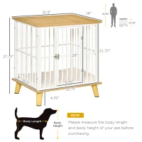 PawHut Dog Crate, Furniture Style Pet Cage Kennel, End Table, Decorative Dog House, with Soft Cushion, Wooden Top, Door, for Small Dogs, Indoor Use, Oak(m-3)