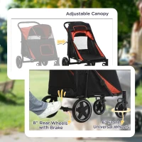 PawHut Dog Stroller for Large Medium Small Dogs up to 66 Lbs. 23.5" in Body Length, One-Click Foldable Pet Cat Stroller with Storage, Shock Absorption Wheels, Mesh Window, Safety Leash, Red(m-6)