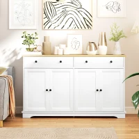 HOMCOM Modern Sideboard, Buffet Cabinet with Storage Drawers, Adjustable Shelves for Living Room, Dining Room, Entryway, White(m-2)