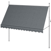 Outsunny 11.5' x 4' Manual Retractable Awning, Non-Screw Patio Awning, UV Resistant for Window or Door, Dark Gray
