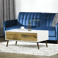 HOMCOM Coffee Table with 4 Drawers for Living Room, Cocktail Table, Center Table for Living Room, Natural(m-8)