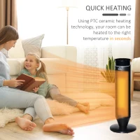 HOMCOM 2-In-1 Tower Heater, Indoor Electric Space Heater with Oscillation, Remote Control, 8H Timer, Three Heating Modes(High, Low, Fan), 750W/1500W(m-5)