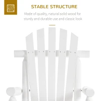 Outsunny Outdoor Wooden Rocking Chair, Single-Person Adirondack Rocking Patio Chair with Rustic High Back, Slatted Seat and Backrest for Indoor, Backyard, Garden, White(m-5)