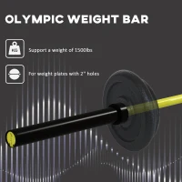 Soozier 7.2ft Weight Bar, Olympic Bar with Rotating Sleeves, Non-Slip Knurling Grip, 1500lbs Weight Capacity, Yellow(m-4)