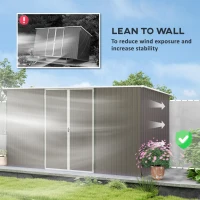 Outsunny 11.2' x 5.6' Storage Shed w/ Lockable Door, Galvanized Metal Utility Outdoor Shed for Backyard, Bike, Patio, Light Gray(m-5)