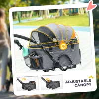 PawHut 2 in1 Foldable Pet Stroller and Detachable Travel Carriage with Lockable Wheels, Adjustable Handlebar Canopy and Zippered Mesh Window Grey(m-7)