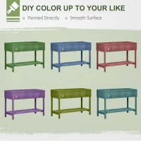 Outsunny Wooden Raised Garden Bed, Elevated Planter Box Stand with 8 Slots and Open Shelf, Dark Gray(m-5)