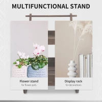 Outsunny Outdoor Plant Stand on Wheels with 2 Shelves, Wooden Flower Cart Display Stand, Wagon Decor for Garden, Patio, Balcony, Greenhouse(m-6)