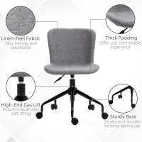 Vinsetto Home Office Chair, Swivel Task Chair with Adjustable Height and Armless Design for Small Space, Living Room, Bedroom, gray(m-7)