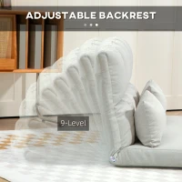 HOMCOM Convertible Floor Sofa, Foldable 2-Seater Lazy Sofa Sleeper with 9-position Backrest and 2 Pillows Cream White(m-5)