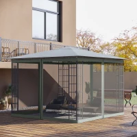 Outsunny Replacement Mosquito Netting for Gazebo 10' x 10' Black Screen Walls for Canopy with Zippers for Parties and Outdoor Activities, Dark Grey(m-8)