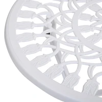 Outsunny 3 Pieces Patio Bistro Set, Outdoor Cast Aluminum Garden Table and Chairs with Umbrella Hole for Balcony, White(m-9)