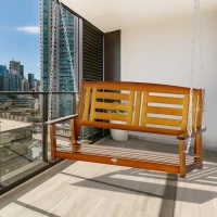 Outsunny 2 Person Front Porch Swing, Hanging Patio Swing, Outdoor Swing Bench with Pine Wood Frame and Hanging Chains for Garden and Yard(m-10)