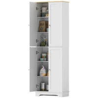 HOMCOM 72" Tall Pantry Cabinet, Kitchen Pantry Cabinet with Adjustable Shelves, Storage Cabinet with 4 Doors, White(m-2)