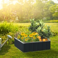 Outsunny 3' x 3' x 1' Raised Garden Bed, Galvanized Metal Planter Box for Vegetables Flowers Herbs, Dark Gray(m-10)