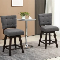 HOMCOM Set of 2 Tufted Bar Stool Chairs, Grey(m-10)