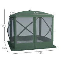 Outsunny Pop Up Camping Canopy Gazebo Screen Shelter Tent with Single Person Easy Set-Up, Ventilating Mesh, Portable Carry Bag for Outdoor Camping Party Event, 7x7FT, Green(m-3)