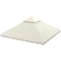 Outsunny 10' x 10' Gazebo Replacement Canopy Cover, 2 Tier Gazebo Roof Replacement TOP ONLY, Cream(m-11)