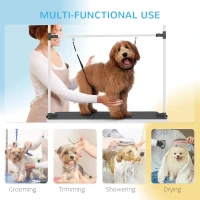 PawHut Foldable Dog Grooming Table with Adjustable Grooming Arms, Storage Shelf, Two Nooses, 42" x 24" x 61", Black(m-9)