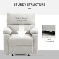 HOMCOM Recliner Chair, Manual Reclining Chair with Footrest, Padded Seat for Living Room, Bedroom, Study, Cream White(m-6)