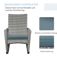 Outsunny Outdoor PE Rattan Rocking Chair, Garden Glider Rocking Chair, Wicker Patio Chair Set with Armrest and Cushion, Grey(m-5)