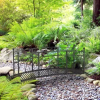 Outsunny 8' Metal Arch Garden Bridge Arc Footbridge with Guardrails and Decorative Scrollwork, Black(m-8)