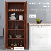 HOMCOM 63" Kitchen Pantry Storage Cabinet with Doors and Shelves, Tall Kitchen Cabinet with 2 Doors and 5-tier Shelving(m-4)