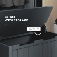 HOMCOM 3-In-1 Hall Tree with Coat Rack, Shoe Storage and Bench Seat, Entryway Bench with 4 Hooks for Hallway, Living Room, Black(m-7)