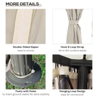 Outsunny 10' x 10' Outdoor Patio Gazebo Double Soft-top Garden Shelter Tent with Beautiful Polyester Curtains, & Mesh Screen Drapes, Cream White(m-5)