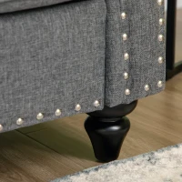 HOMCOM 3-Seater Sofa Couch, 81" Modern Upholstered Linen Fabric Sofa with Rubberwood Legs, Nailhead Trim and Rolled Arms for Living Room, Bedroom and Apartment, Grey(m-9)