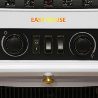 HOMCOM Electric Fireplace Heater Freestanding Fireplace Stove with 3-Side Realistic Flame Overheat Protection 750W/1500W, White(m-7)