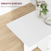 HOMCOM Folding Dining Table with Storage, Drop Leaf Kitchen Table on Wheels with Box, Shelves and Towel Racks, White(m-10)