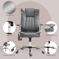 HOMCOM Vibration Massage Office Chair, High Back Heated Computer Chair with Flip-up Armrest & Swivel Wheels, Gray(m-7)